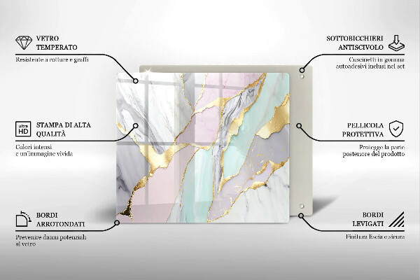 Glas Ceranfeldabdeckung Pastellmarmor