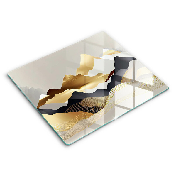Glas Ceranfeldabdeckung Abstrakte goldene Berge