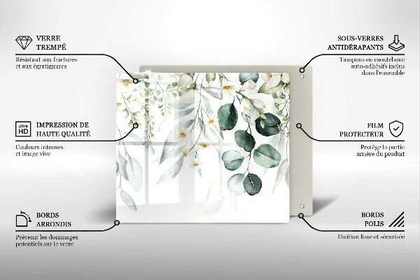 Glas Ceranfeldabdeckung Aquarellpflanzen