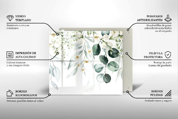 Glas Ceranfeldabdeckung Aquarellpflanzen