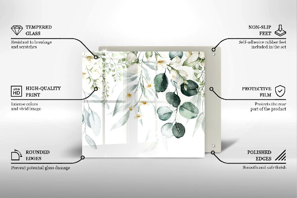 Glas Ceranfeldabdeckung Aquarellpflanzen