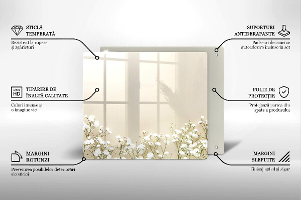 Glas Ceranfeldabdeckung Gips-Boho-Blumen