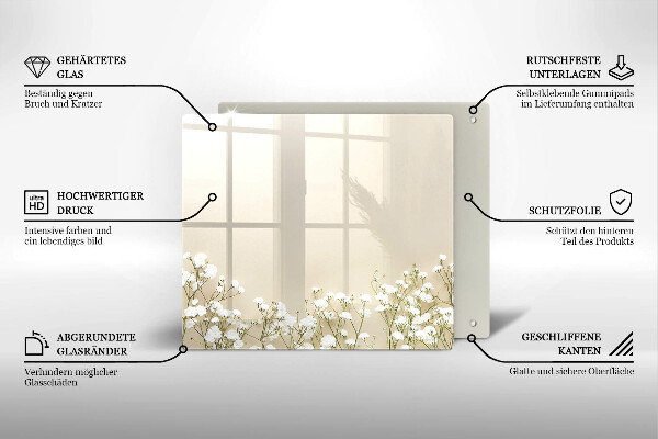 Glas Ceranfeldabdeckung Gips-Boho-Blumen