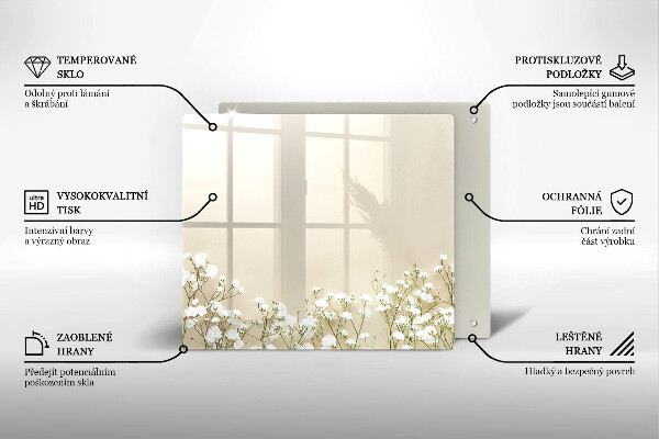 Glas Ceranfeldabdeckung Gips-Boho-Blumen