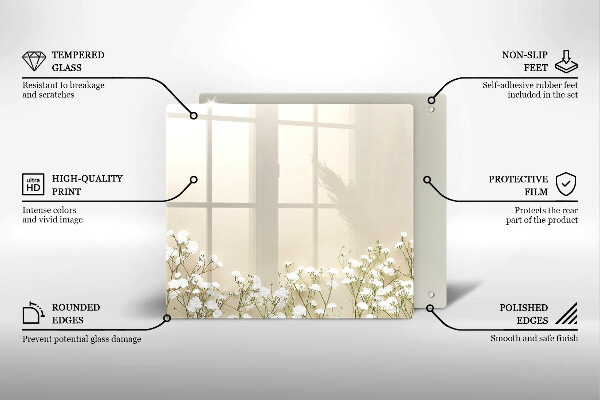 Glas Ceranfeldabdeckung Gips-Boho-Blumen