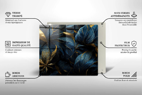 Glas Ceranfeldabdeckung Dekorative Blätter mit Gold
