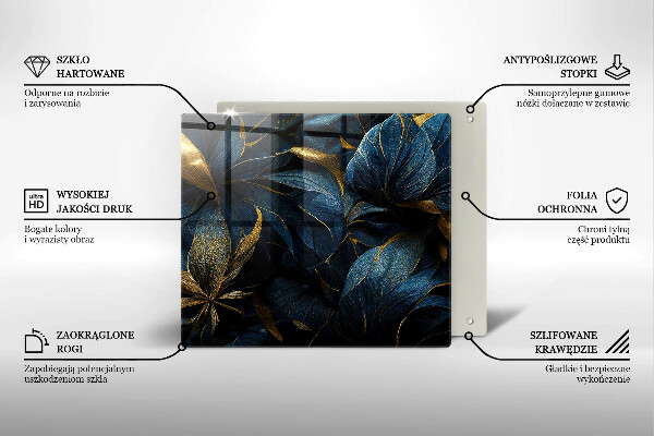Glas Ceranfeldabdeckung Dekorative Blätter mit Gold
