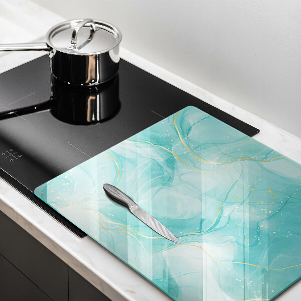 Glas Ceranfeldabdeckung Blaue und goldene Abstraktion