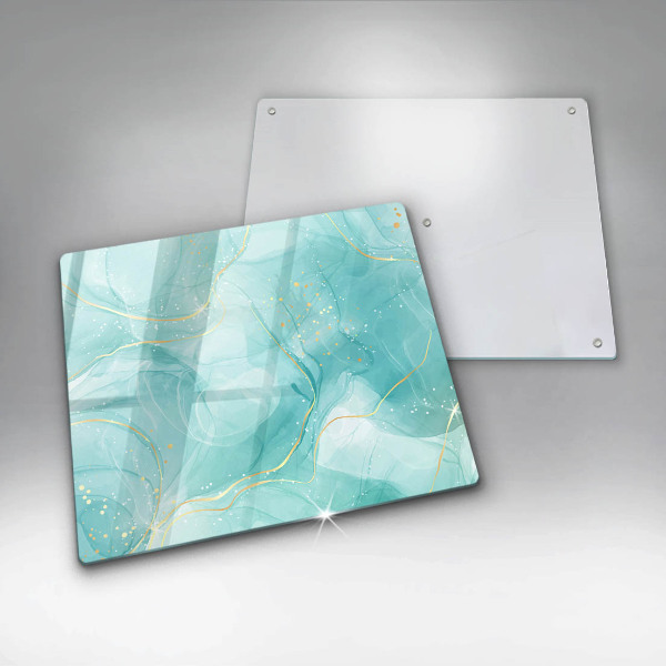 Glas Ceranfeldabdeckung Blaue und goldene Abstraktion