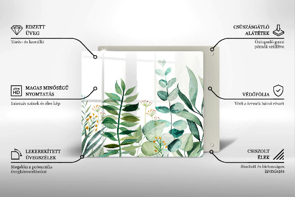 Glas Ceranfeldabdeckung Illustration der Pflanzenblätter