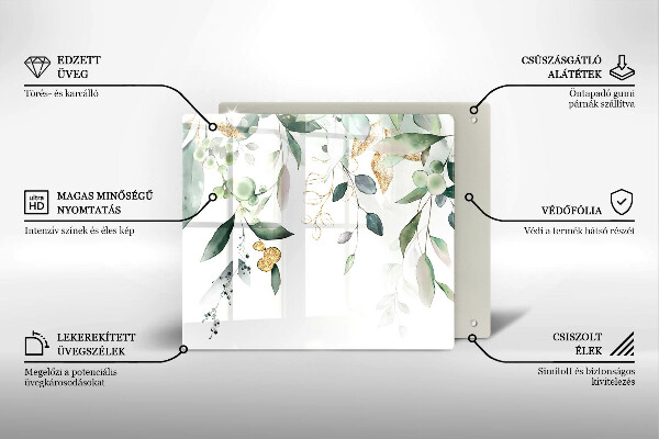 Glas Ceranfeldabdeckung Aquarellblätter