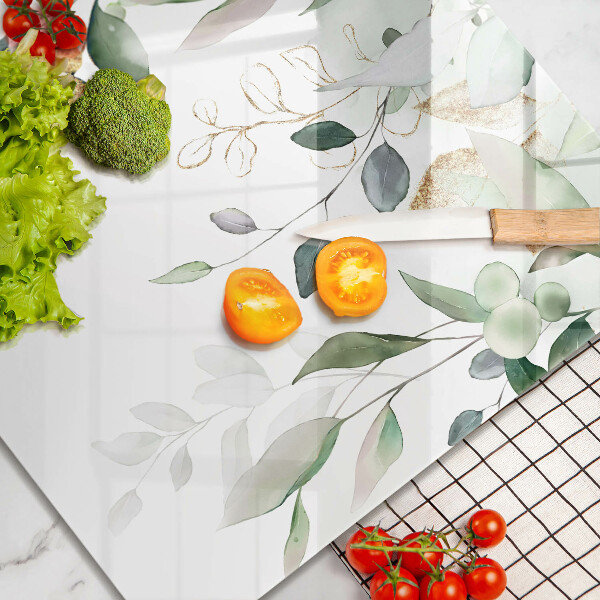 Glas Ceranfeldabdeckung Aquarellblätter