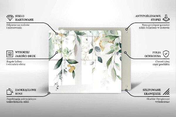 Glas Ceranfeldabdeckung Aquarellblätter