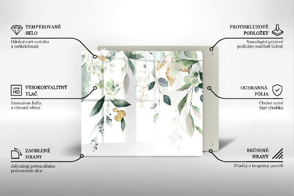 Glas Ceranfeldabdeckung Aquarellblätter