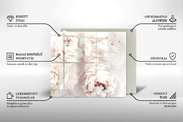 Glas Ceranfeldabdeckung Pastellfarbene Pfingstrosen