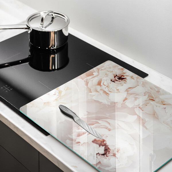 Glas Ceranfeldabdeckung Pastellfarbene Pfingstrosen