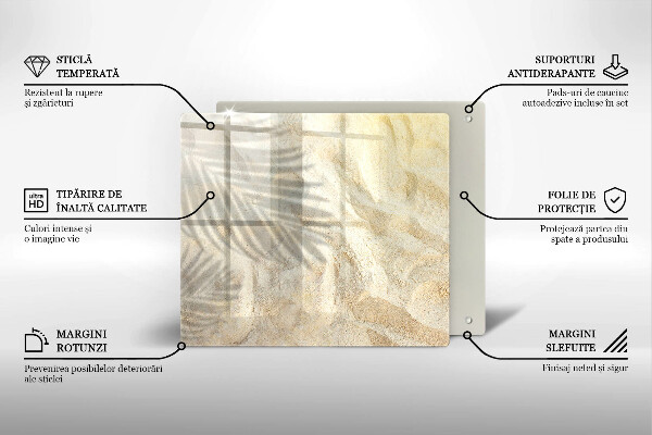 Glas Ceranfeldabdeckung Palmblätter und Sand
