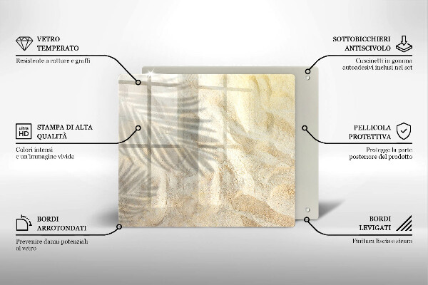 Glas Ceranfeldabdeckung Palmblätter und Sand