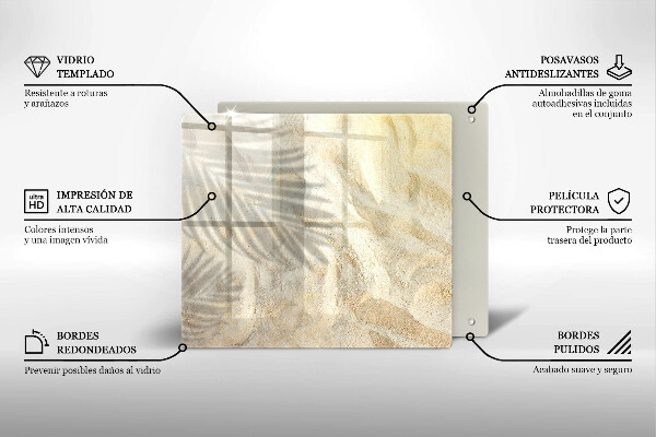 Glas Ceranfeldabdeckung Palmblätter und Sand