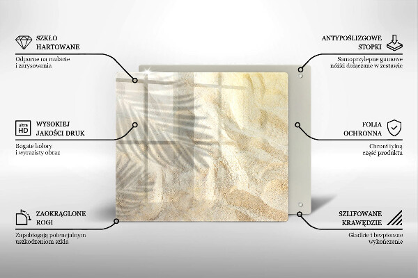Glas Ceranfeldabdeckung Palmblätter und Sand