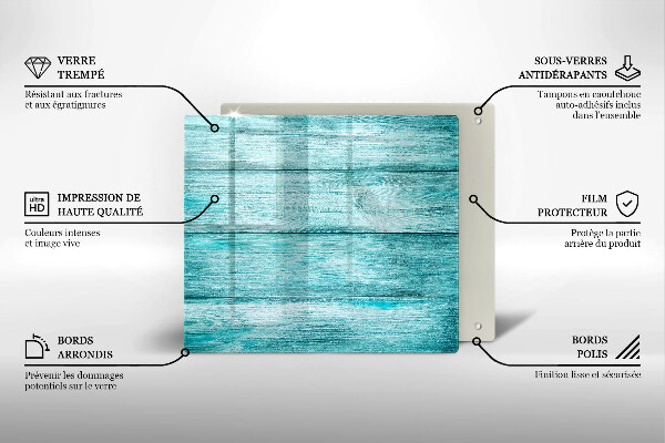 Glas Ceranfeldabdeckung Vintage Holzbretter