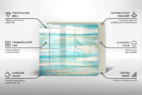 Glas Herdabdeckplatte Vintage-Holzbretter