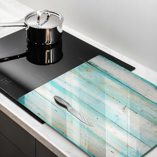 Glas Herdabdeckplatte Vintage-Holzbretter