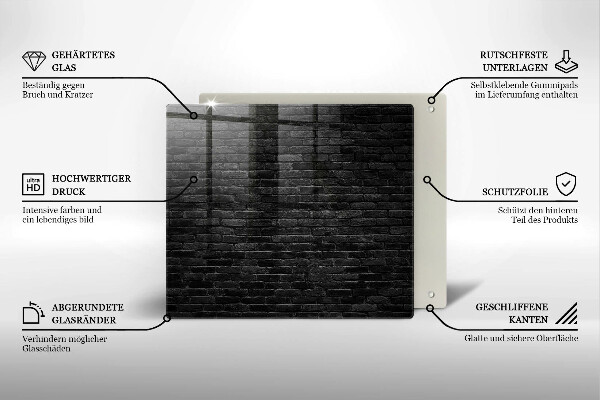 Glas Herdabdeckplatte Wand Backsteinmauer