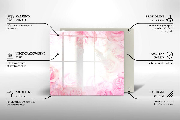 Glas Herdabdeckplatte Zarter Rosenhintergrund
