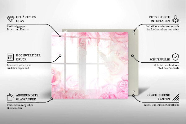 Glas Herdabdeckplatte Zarter Rosenhintergrund