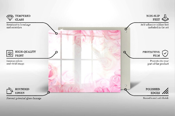Glas Herdabdeckplatte Zarter Rosenhintergrund