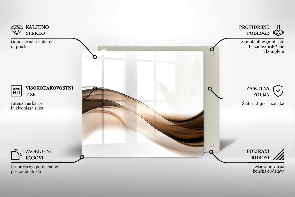 Glas Herdabdeckplatte Abstrakte braune Linien