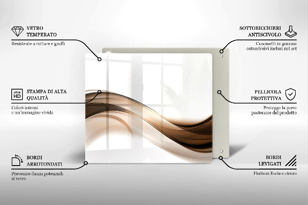 Glas Herdabdeckplatte Abstrakte braune Linien