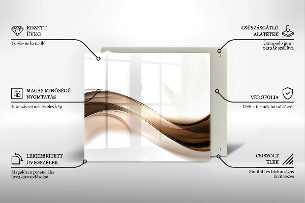 Glas Herdabdeckplatte Abstrakte braune Linien