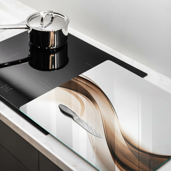 Glas Herdabdeckplatte Abstrakte braune Linien