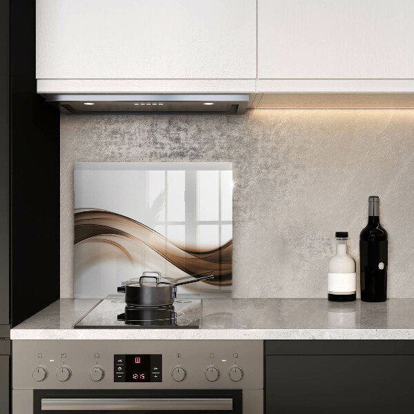 Glas Herdabdeckplatte Abstrakte braune Linien