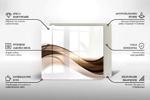 Glas Herdabdeckplatte Abstrakte braune Linien