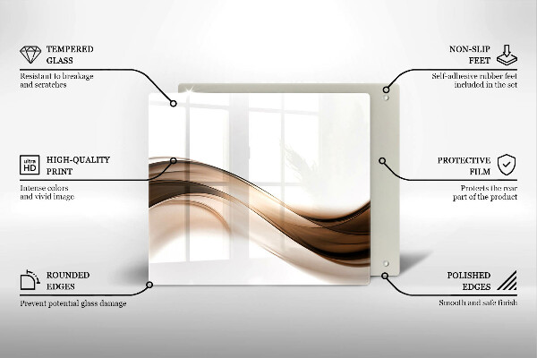 Glas Herdabdeckplatte Abstrakte braune Linien