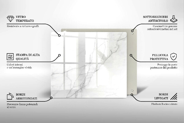 Glas Herdabdeckplatte Marmorsteinhintergrund