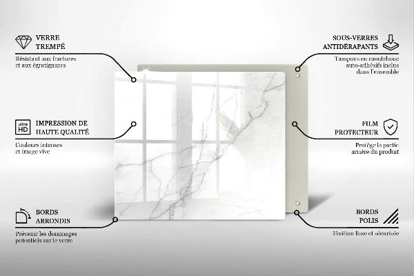 Glas Herdabdeckplatte Marmorsteinhintergrund
