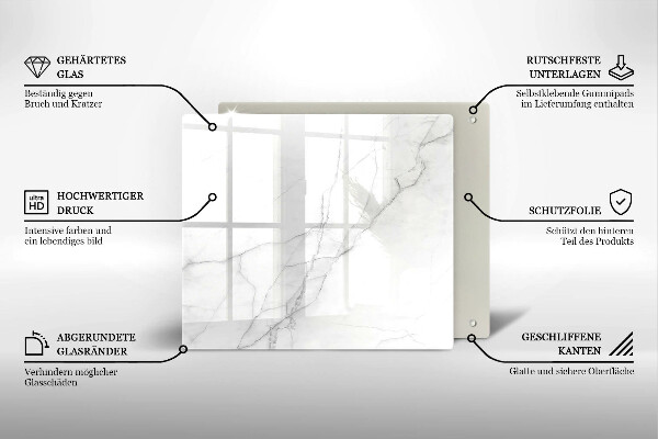 Glas Herdabdeckplatte Marmorsteinhintergrund