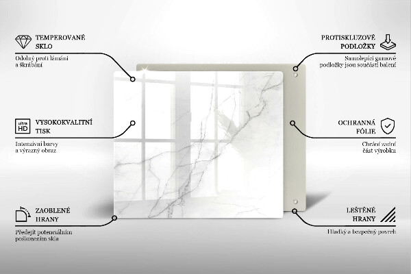 Glas Herdabdeckplatte Marmorsteinhintergrund