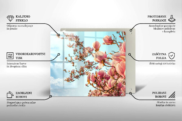 Glas Herdabdeckplatte Rosa Blumenbaum