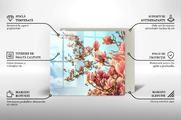 Glas Herdabdeckplatte Rosa Blumenbaum