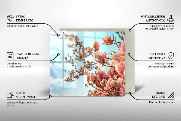 Glas Herdabdeckplatte Rosa Blumenbaum