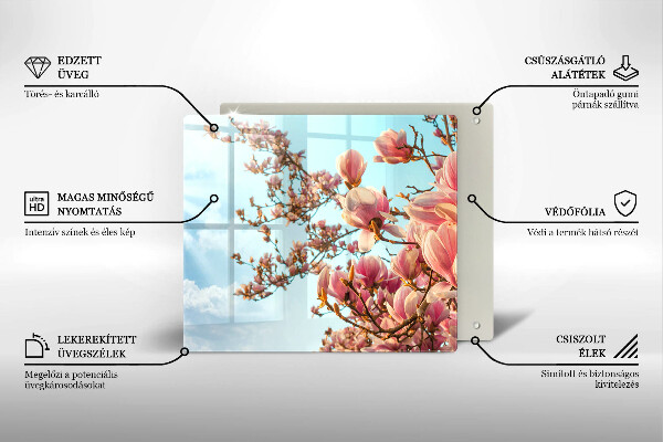 Glas Herdabdeckplatte Rosa Blumenbaum