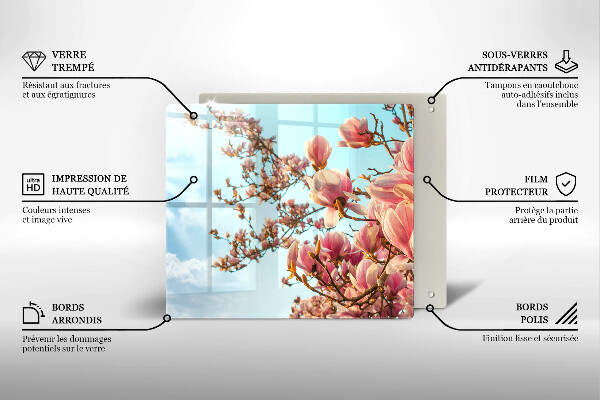 Glas Herdabdeckplatte Rosa Blumenbaum