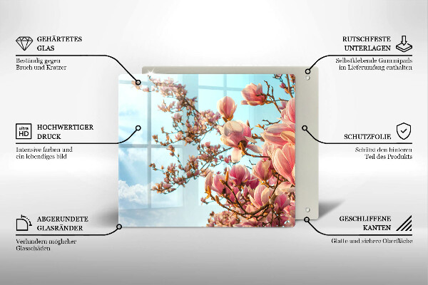 Glas Herdabdeckplatte Rosa Blumenbaum