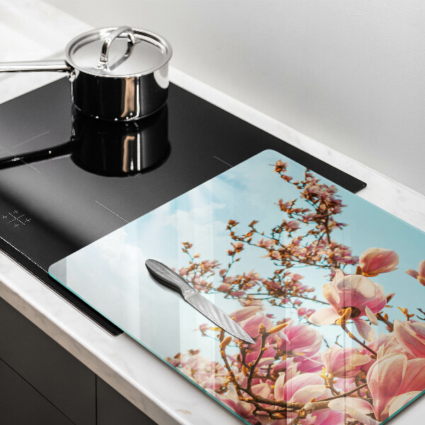Glas Herdabdeckplatte Rosa Blumenbaum