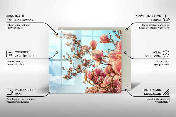 Glas Herdabdeckplatte Rosa Blumenbaum